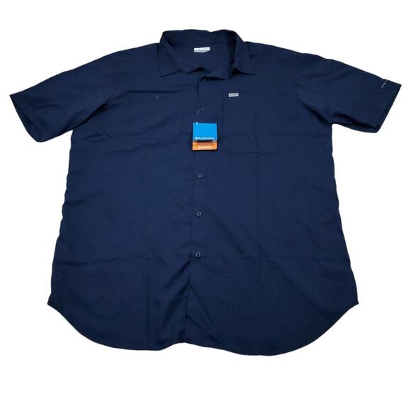 Columbia Omni Shade Men's Silver Ridge Utility Lite Shirt Dark Blue Size 2XT - Picture 1 of 9